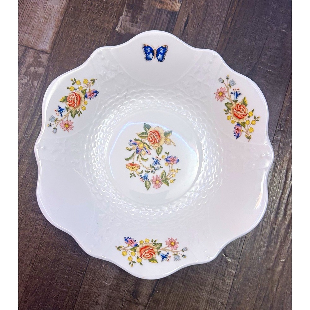 Aynsley Cottage Garden Bone China Plate, Floral Butterfly, Round, England